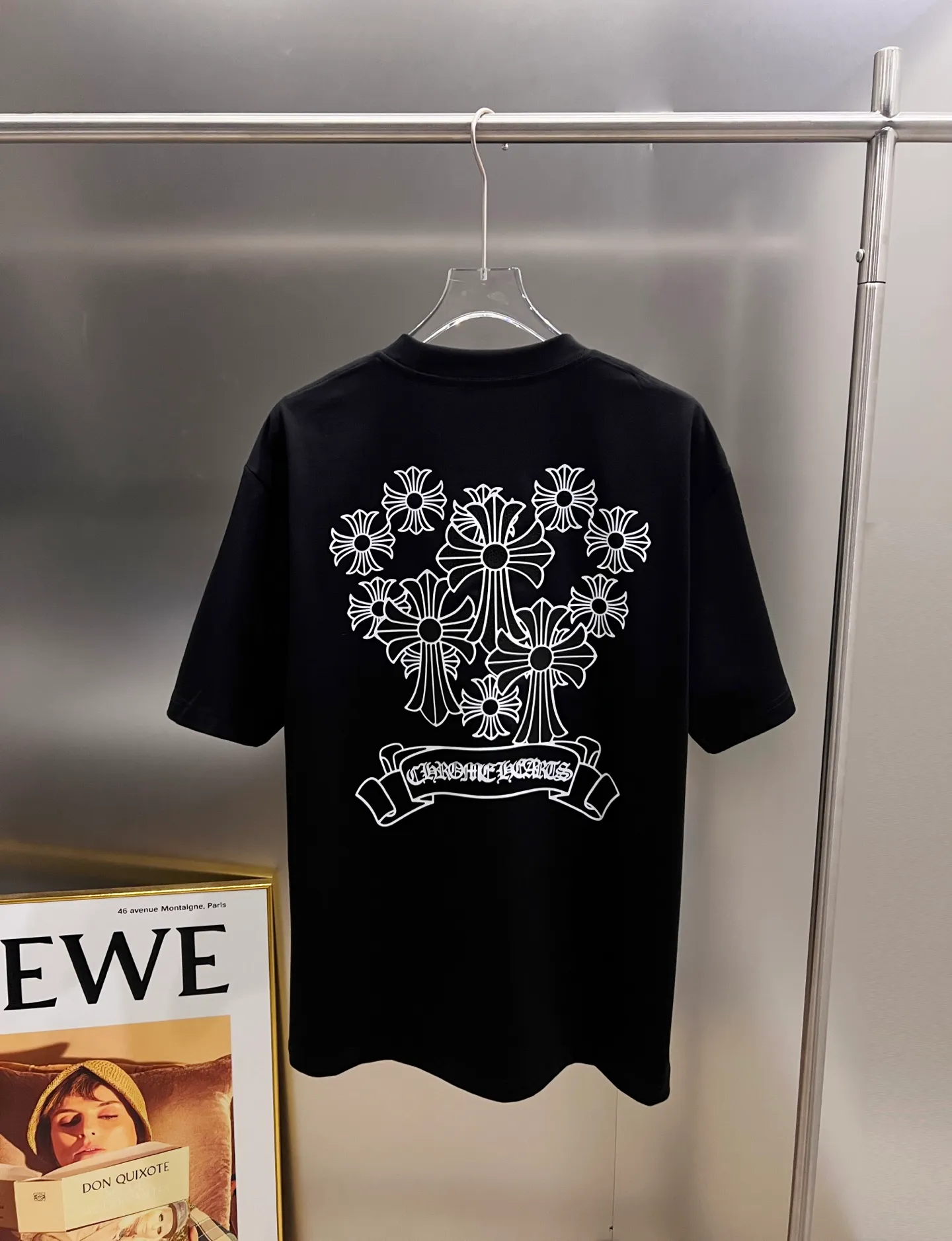 🅿️190 CH Crow 2025 Autumn and Winter New Short-sleeved T-shirt Cross foam design The real thing is great🔥Same size for men and women Loose version Size S M L XL XXL Five sizes Black White